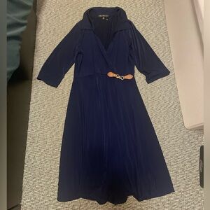 Elegant Blue A-Line Dress V-Neck